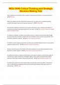 WGU D049 Critical Thinking and Strategic Decision Making Test &vert; Latest 2023&sol;24 &vert; Updated & Verified &vert; Guaranteed Success 