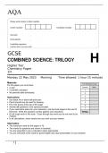 AQA GCSE COMBINED SCIENCE TRILOGY Higher Tier Chemistry Paper 1H June 2023