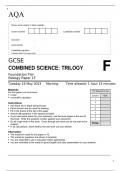 AQA GCSE COMBINED SCIENCE TRILOGY Foundation Tier Biology Paper 1F June 2023