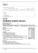 AQA GCSE COMBINED SCIENCE TRILOGY Foundation Tier Biology Paper 1F June 2023