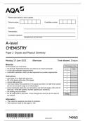 AQA A LEVEL CHEMISTRY QUESTION PAPER PAPER 2 2023 (7405/2) ORGANIC AND PHYSCICAL CHEMISTRY