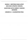 NUR412 - MIDTERM EXAM LATEST  2023-2024 UPDATED VERSION&period; QUESTIONS WITH CORRECT VERIFIED  ANSWERS GRADED A&plus; &vert; GUARANTEED PASS