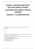 NUR401 - MIDTERM EXAM LATEST  2023-2024 UPDATED VERSION. QUESTIONS WITH CORRECT VERIFIED  ANSWERS GRADED A+ | GUARANTEED PASS