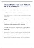 Missouri Title Producer Exam 2023 with 100&percnt; correct answers
