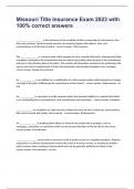 Missouri Title Insurance Exam 2023 with 100&percnt; correct answers
