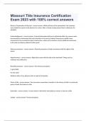 Missouri Title Insurance Certification Exam 2023 with 100&percnt; correct answers