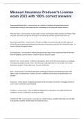 Missouri Insurance Producer's License exam 2023 with 100&percnt; correct answers