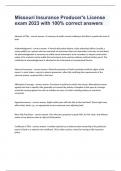 Missouri Insurance Producer's License exam 2023 with 100&percnt; correct answers