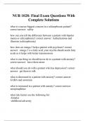 NUR 1028&colon; Final Exam Questions With Complete Solutions