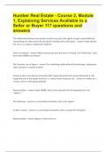 Humber Real Estate - Course 2, Module 1, Explaining Services Available to a Seller or Buyer |117 questions and answers