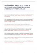 RN Adult Med Surg A REAL EXAM 75 QUESTIONS AND CORRECT ANSWERS  &lpar;VERIFIED ANSWERS&rpar;&vert;AGRADE