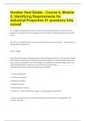 Humber Real Estate - Course 4, Module 6 Identifying Requirements for Industrial Properties| 51 questions and answers