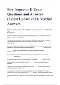 Fire Inspector II Exam Questions and Answers &lpar;Latest Update 2023&rpar; Verified Answers&lpar;100 &percnt; GRADED&rpar;