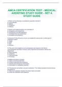 AMCA CERTIFICATION TEST - MEDICAL ASSISTING STUDY GUIDE - SET A STUDY GUIDE
