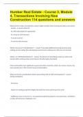 Humber Real Estate - Course 3, Module 4, Transactions Involving New Construction| 114 questions and answers