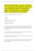 Humber Real Estate - Course 2, Module 18, Completing a Residential Agreement of Purchase and Sale, Countering an Offer, and Working with Competition|graded A+
