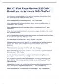 MA 302 Final Exam Review 2023-2024 Questions and Answers 100&percnt; Verified
