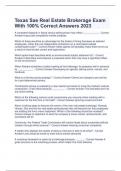 Texas Sae Real Estate Brokerage Exam With 100&percnt; Correct Answers 2023