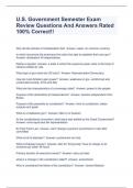 U&period;S&period; Government Semester Exam Review Questions And Answers Rated 100&percnt; Correct&excl;&excl;