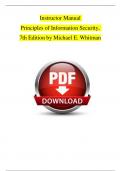 Instructor Manual Principles of Information Security, 7th Edition by Michael E. Whitman | Complete Verified Chapter's |