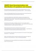 CBSPD Quiz Decontamination and Disinfection&vert; 15 questions and answers