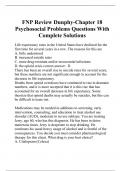 FNP Review Dunphy-Chapter 18 Psychosocial Problems Questions With Complete Solutions