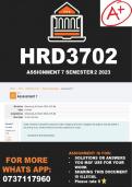 HRD3702 Assignment 7 Semester 2 2023 (ANSWERS)
