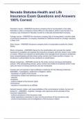 Nevada Statutes-Health and Life Insurance Exam Questions and Answers 100&percnt; Correct