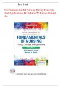  TEST BACK FOR Fundamentals Of Nursing Theory Concepts And Applications 4th Edition Wilkinson Graded A+