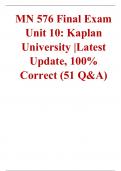MN 576 Final Exam Unit 10 Kaplan University Latest Update 2023-2024, 100% Correct (51 Q&A)
