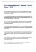 Maternity and Pediatric Nursing Practice Exam 4 Revised Questions and Answers 2023