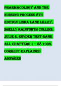 PHARMACOLOGY AND THE NURSING PROCESS 8TH EDITION LINDA LANE LILLEY, SHELLY RAINFORTH COLLINS, JULIE S. SNYDER TEST BANK ALL CHAPTERS 1 – 58 100% CORRECT EXPLAINED ANSWERS