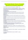 Real Estate Broker Exam &vert; Complete Questions & Answers &lpar;Rated A&plus;&rpar;