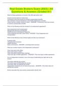 Real Estate Brokers Exam &lpar;2023&rpar; &vert; All Questions & Answers &lpar;Graded A&plus;&rpar;