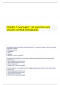  Chapter 7: Managing Risk questions and answers verified and updated.