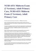 NURS 6531 Midterm Exam &lpar;2 Versions&rpar;&comma; Adult Primary Care&comma; NURS 6531 Midterm Exam &lpar;2 Versions&rpar;&comma; Adult Primary Care
