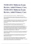 NURS 6531 Midterm Exam Review&comma; Adult Primary Care&comma; NURS 6531 Midterm Exam Review&comma; Adult Primary Care