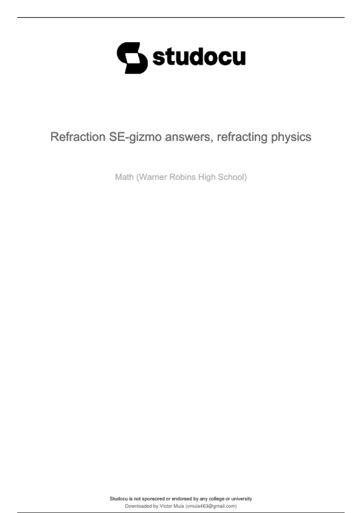 Gizmos Student Exploration Refraction, Questions with Correct Answers