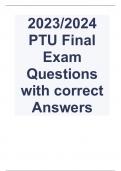 2023/2024 PTU Final Exam Questions with correct Answers.