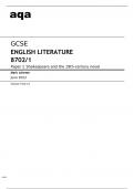 Aqa GCSE English Literature (8702/1) Question Paper and Mark Scheme June2023.