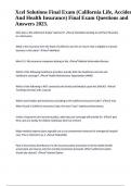 XCEL Simulator FL Exam 2023&sol;2024 Questions and Answers &lpar;100&percnt;Verified&rpar; Rated A&plus;&comma; XCel 2-15 Florida Life & Health State Exam simulator Questions and Answers Latest & Xcel Solutions Final Exam &lpar;California Life&comma; Accident And Health Insurance&rpar; Final Exam Quest