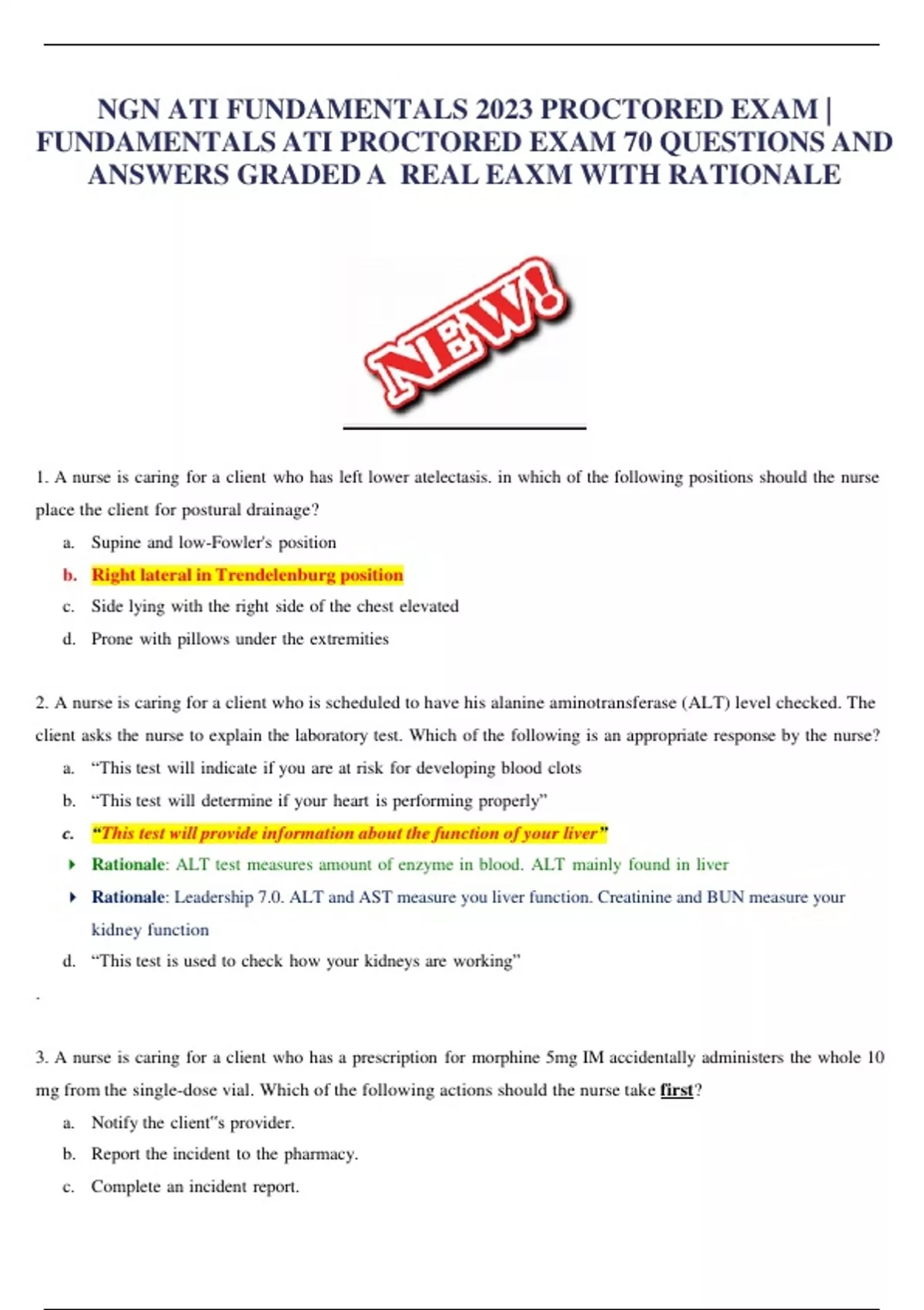 A PACKAGE DEAL FOR NGN ATI FUNDAMENTALS PROCTORED EXAM 2023 VERSION 2 ...
