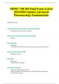 NR565 / NR 565 Final Exam (Latest  2023/2024 Update):Advanced Pharmacology Fundamentals