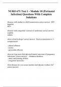 NURO 671 Test 1 - Module 10 &lpar;Perinatal Infection&rpar; Questions With Complete Solutions