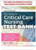 Test Bank For Priorities in Critical  Care Nursing 8th Edition by Urden | Fully Covered