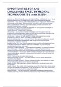 OPPORTUNITIES FOR AND CHALLENGES FACED BY MEDICAL TECHNOLOGISTS | latest 2023/24