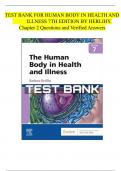 TEST BANK FOR HUMAN BODY IN HEALTH AND            ILLNESS 7TH EDITION BY HERLIHY. 