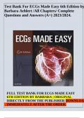 Test Bank For ECGs Made Easy 6th Edition by Barbara Aehlert /All Chapters/ Complete Questions and Answers (A+) 2023/2024.