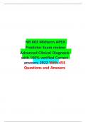 NR 603 Midterm APEA Predictor Exam review-Advanced Clinical Diagnosis with 100&percnt; verified Correct answers-2022 With 453 Questions and Answers
