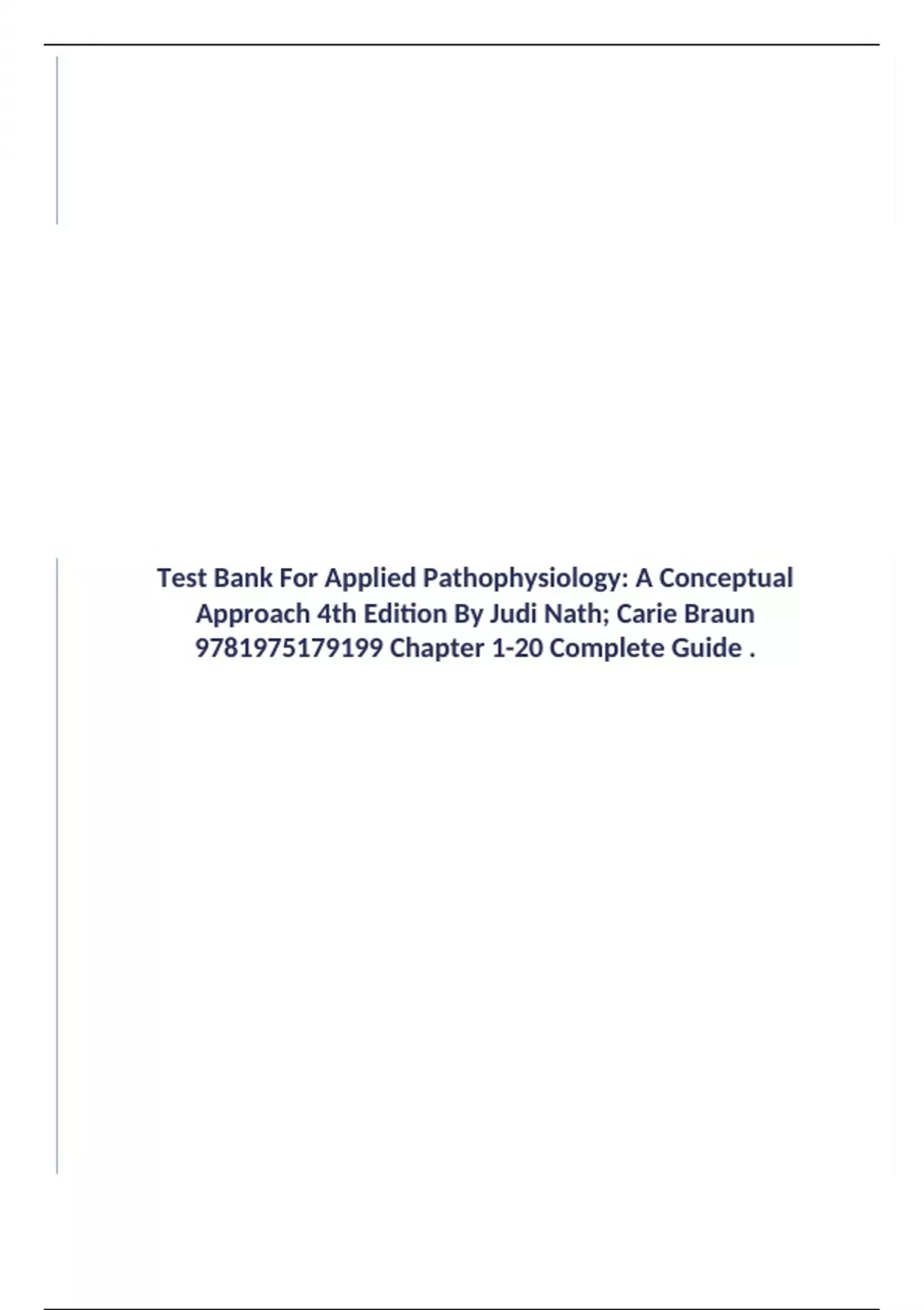 Applied Pathophysiology for the AdvancedPractice Nurse 1st Edition ...